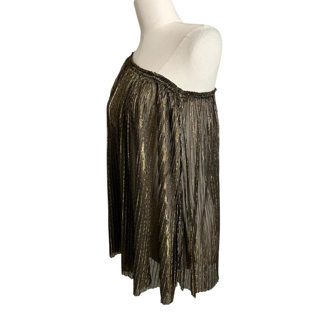 MM Couture By Miss Me One Shoulder Blouse XL XXL Gold Metallic Pleated Sheer - Picture 8 of 9